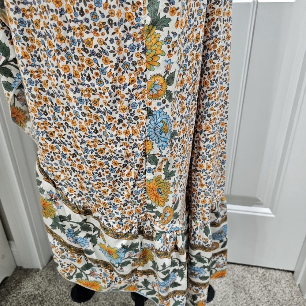 ZESICA Summer Boho Floral Printed Wrap V-Neck Beach Party Flowy Size Small - Picture 10 of 16